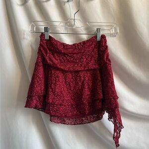 Red Lace Layered Skirt